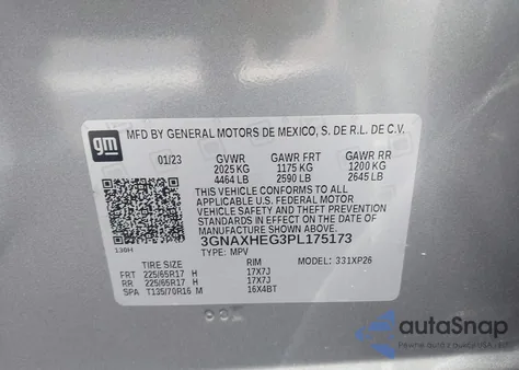 2023 Chevrolet Equinox Fwd Ls from USA, damaged, VIN 3GNAXHEG3PL175173